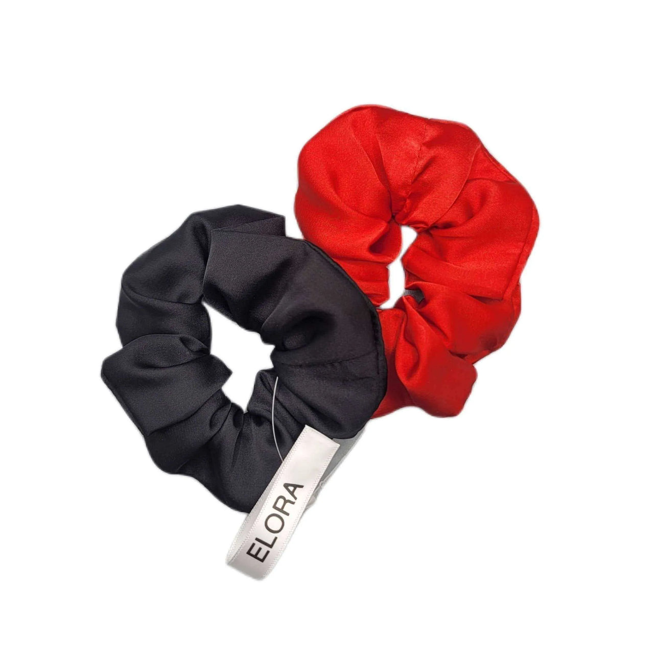 Black/Red Silk Scrunchy Set - ELORA OFFICIAL