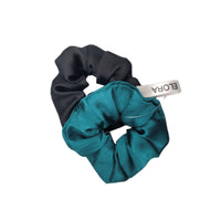 Thumbnail for Black/Teal Silk Scrunchy Set - ELORA OFFICIAL