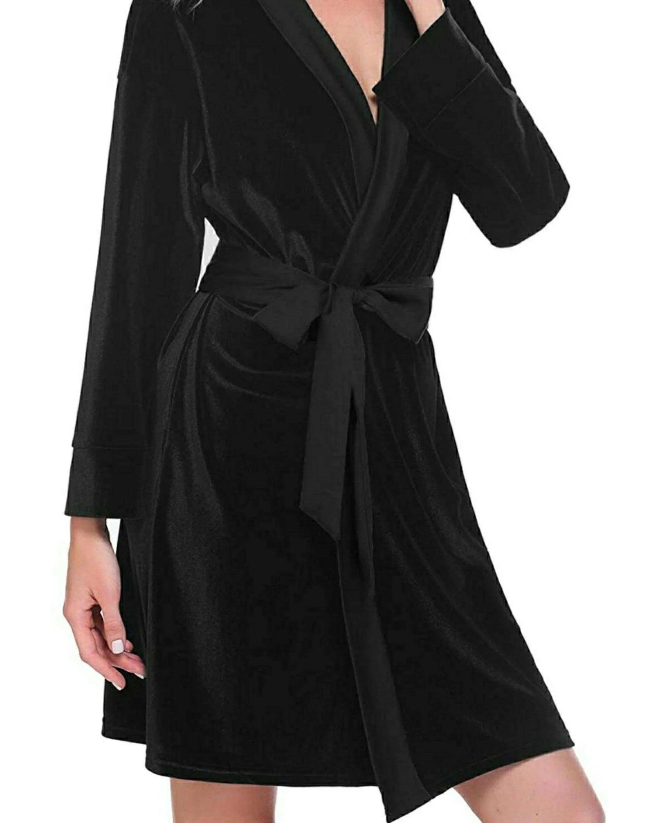 Black Velvet Solid Robe | Gown - ELORA OFFICIAL