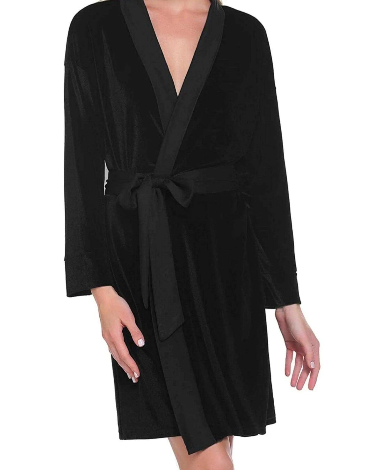 Black Velvet Solid Robe | Gown - ELORA OFFICIAL