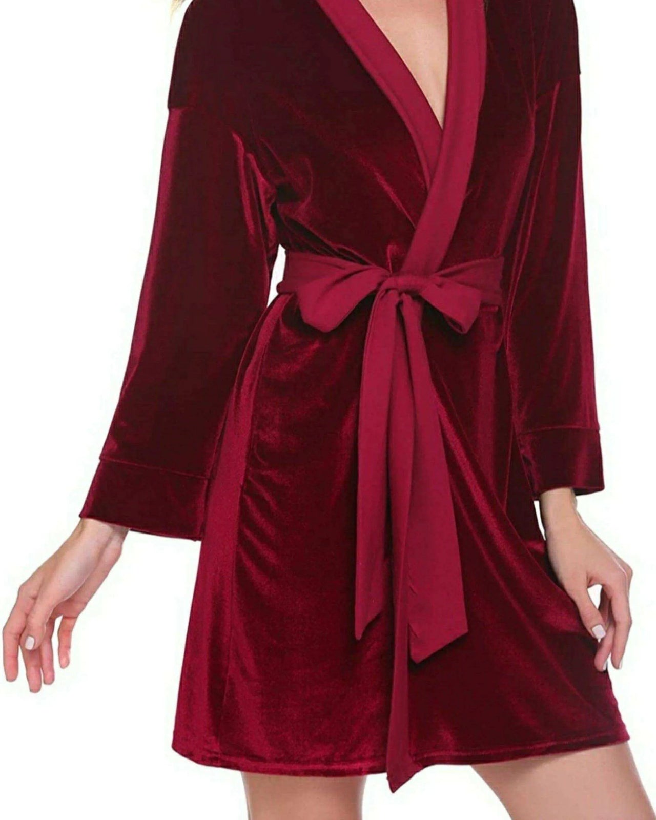 Maroon Velvet Solid Robe | Gown - ELORA OFFICIAL