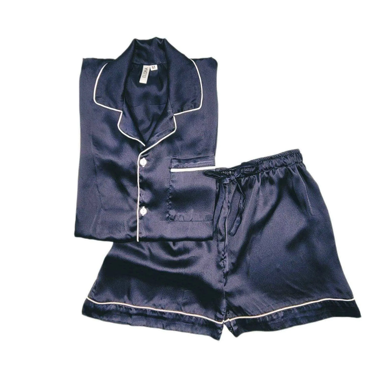 Navy Silk Shorts - ELORA OFFICIAL