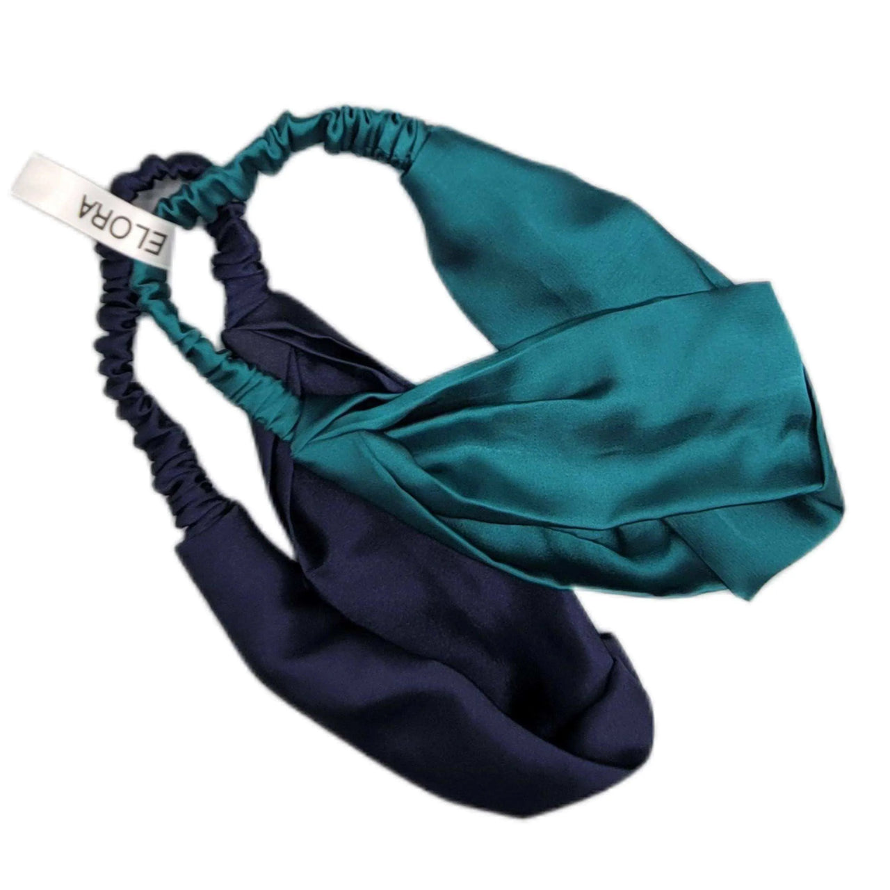 Navy/Teal Silk Headband Set - ELORA OFFICIAL