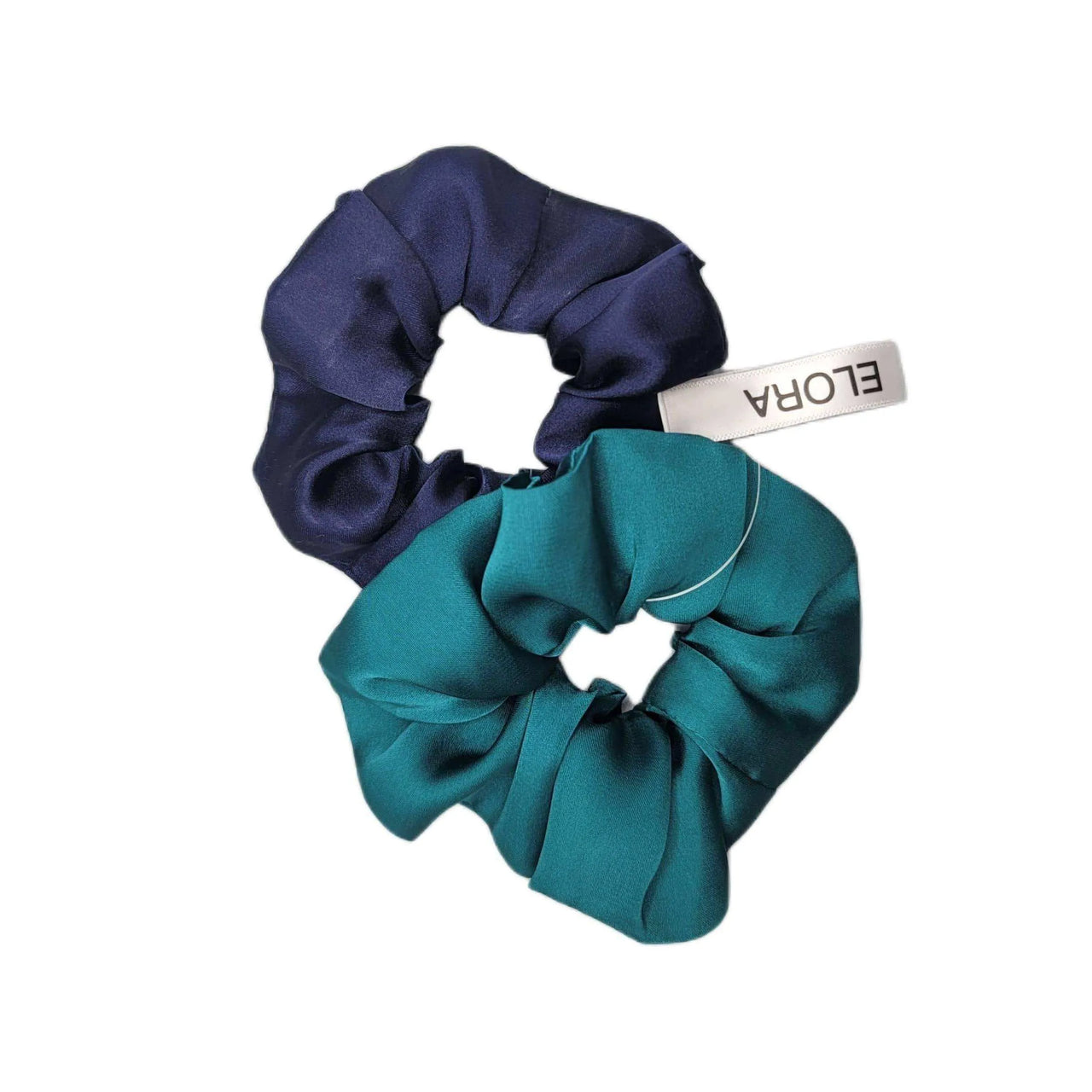 Navy/Teal Silk Scrunchy Set - ELORA OFFICIAL