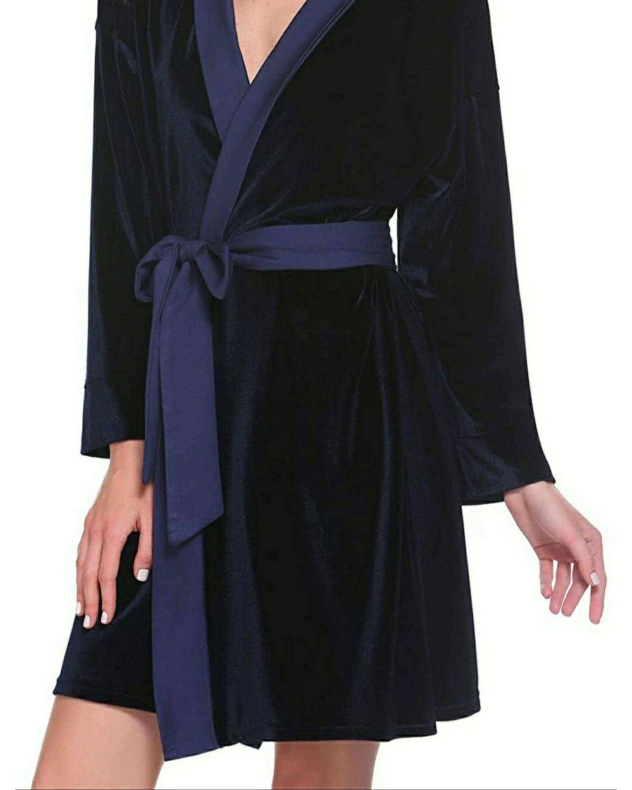 Navy Velvet Solid Robe | Gown - ELORA OFFICIAL