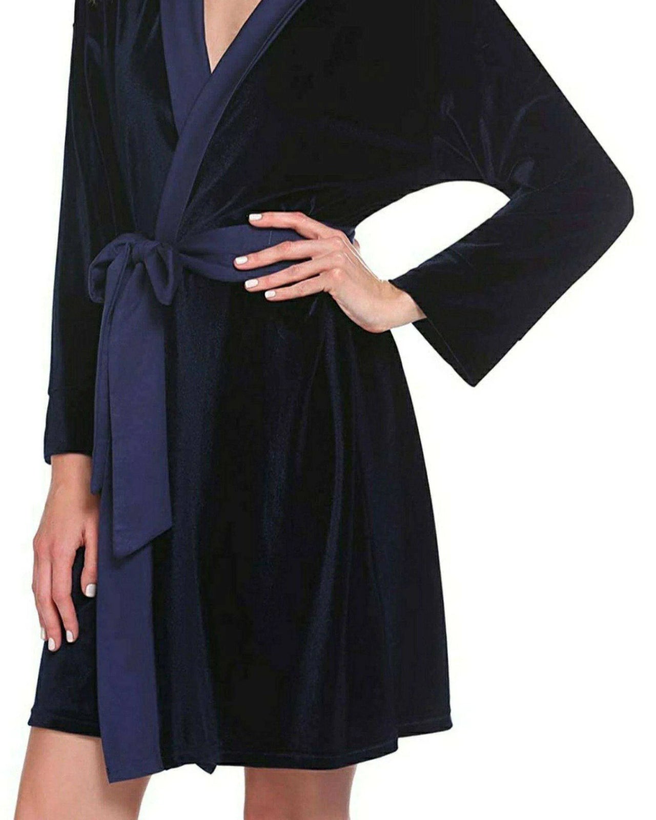 Navy Velvet Solid Robe | Gown - ELORA OFFICIAL