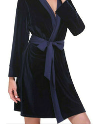 Thumbnail for Navy Velvet Solid Robe | Gown - ELORA OFFICIAL