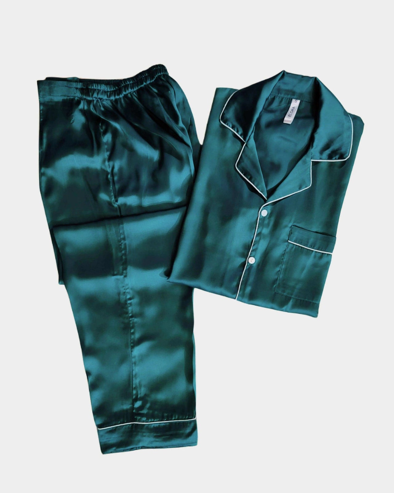 Plain Teal Silk - ELORA OFFICIAL