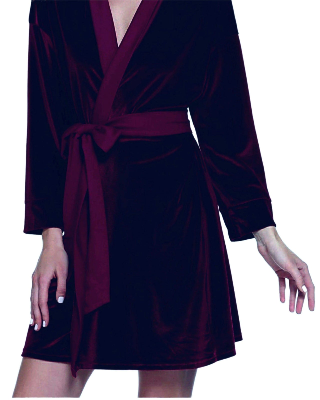 Plum Velvet Solid Robe | Gown - ELORA OFFICIAL