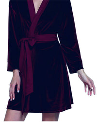 Thumbnail for Plum Velvet Solid Robe | Gown - ELORA OFFICIAL